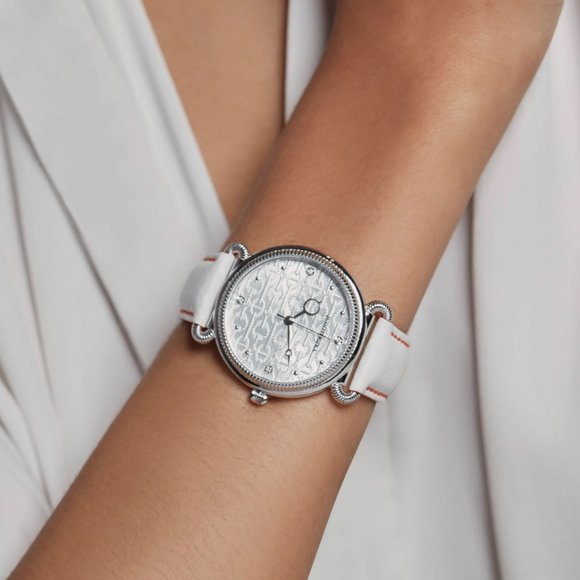 Judith Ripka, Vienna Watch, Sterling Silver with Diamonds & White Leather main image 4